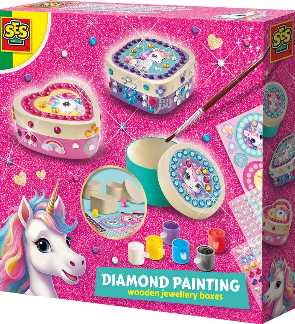 SES Creative Kreativ Leg|Kreasæt>Diamantmosaik - Smykkeskrin med Enhjørning