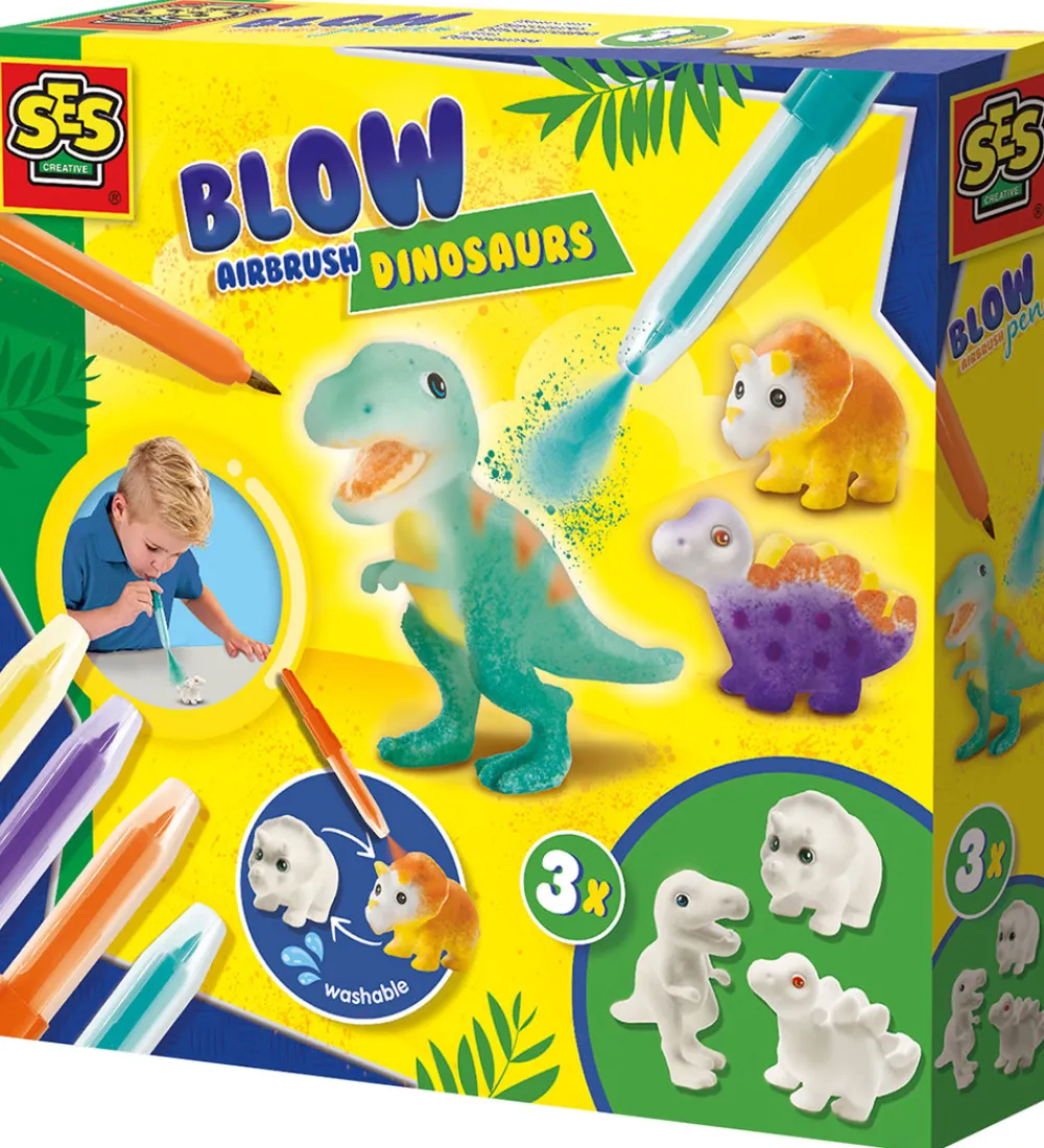 SES Creative Kreativ Leg|Tuscher Og Farver>Kreasæt - Pustetuscher - Dinosaurer