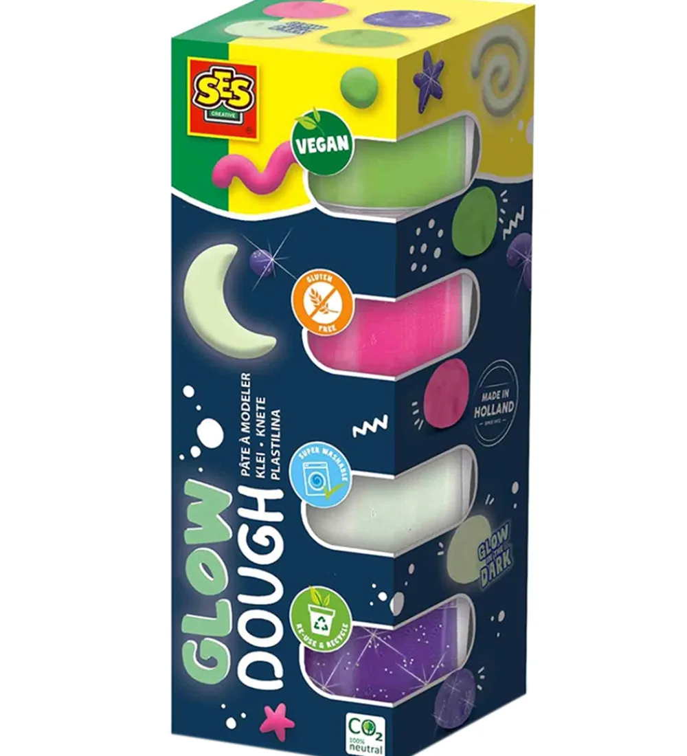 SES Creative Modellervoks>Modellervoks - 4x90g - Silkeblød Selvlysende