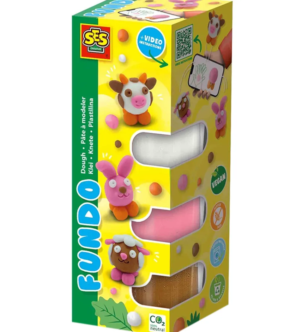 SES Creative Modellervoks>Modellervoks - 3x90gr/1x40g - FunDo Bondegårdsdyr