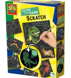 SES Creative Kreasæt>Ridsekort - Selvlysende Dinosaurer
