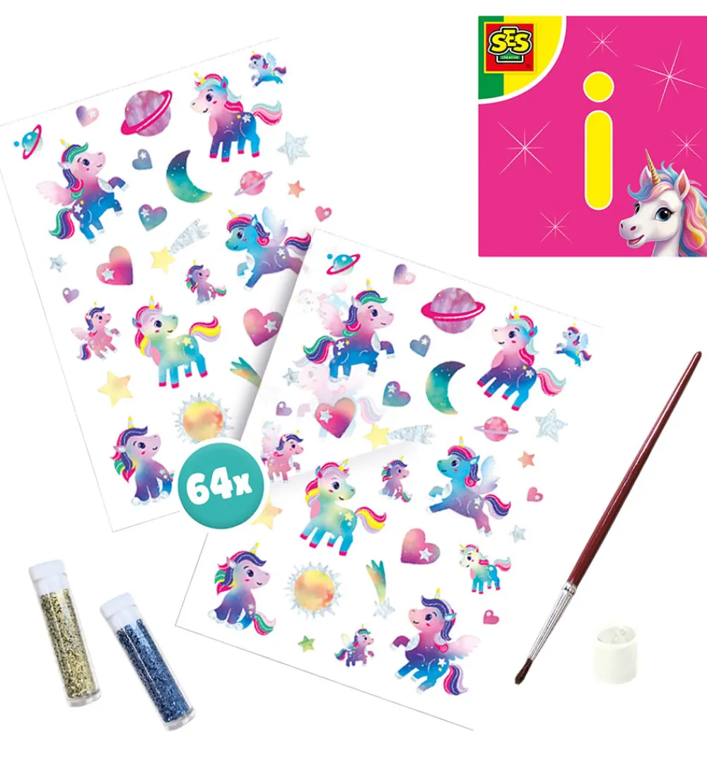 SES Creative Kreativ Leg>Tatoveringer Og Glitter - Enhjørning