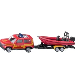 Siku Biler, Tog Og Køretøjer>Bil m. Båd - Land Rover Defender m. Boat - Rød/Gul