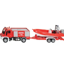 Siku Biler, Tog Og Køretøjer>Brandbil m. Båd - 1:87 - Unimog Fire Engine With Boat