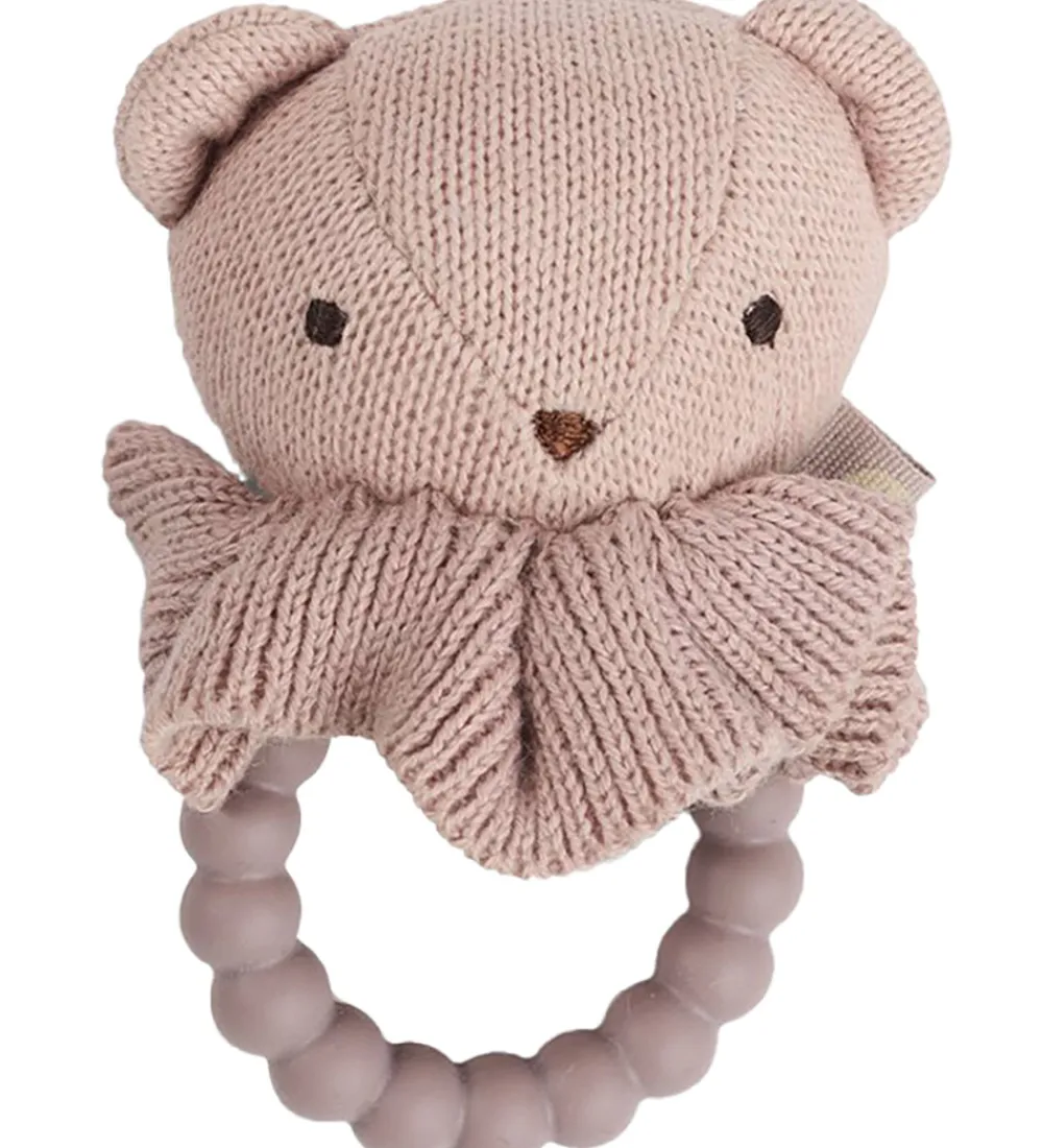 Smallstuff Babylegetøj>Biderangle - Bjørn - Strik - 10 cm - Soft Rose