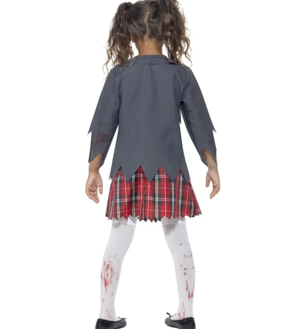 Smiffys Udklædningstøj>Udklædning - Zombie School Girl - Grå/Hvid/Rød