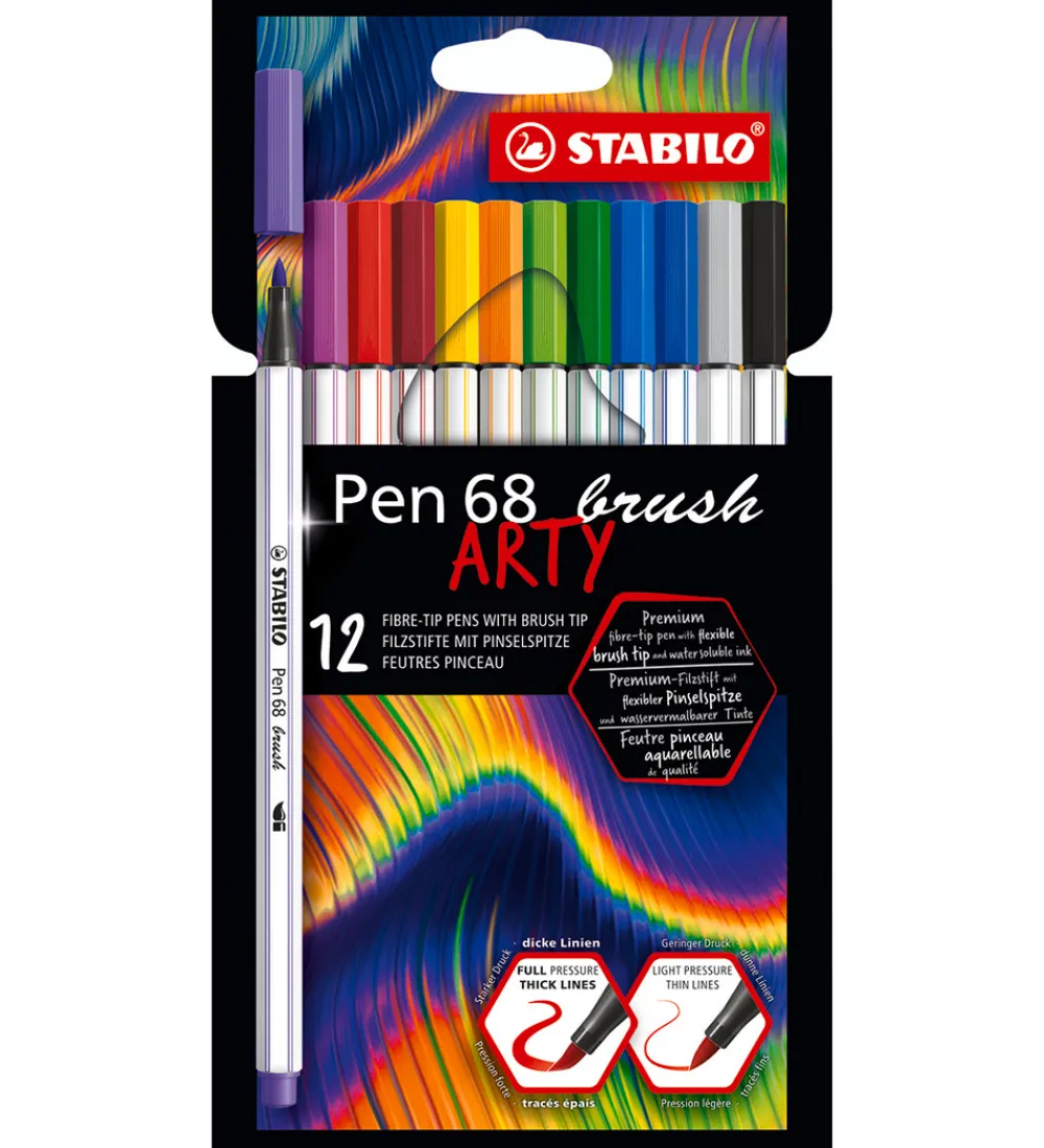 Stabilo Tuscher Og Farver>Tuscher - Pen 68 Brush Arty - 12 stk. - Multifarvet