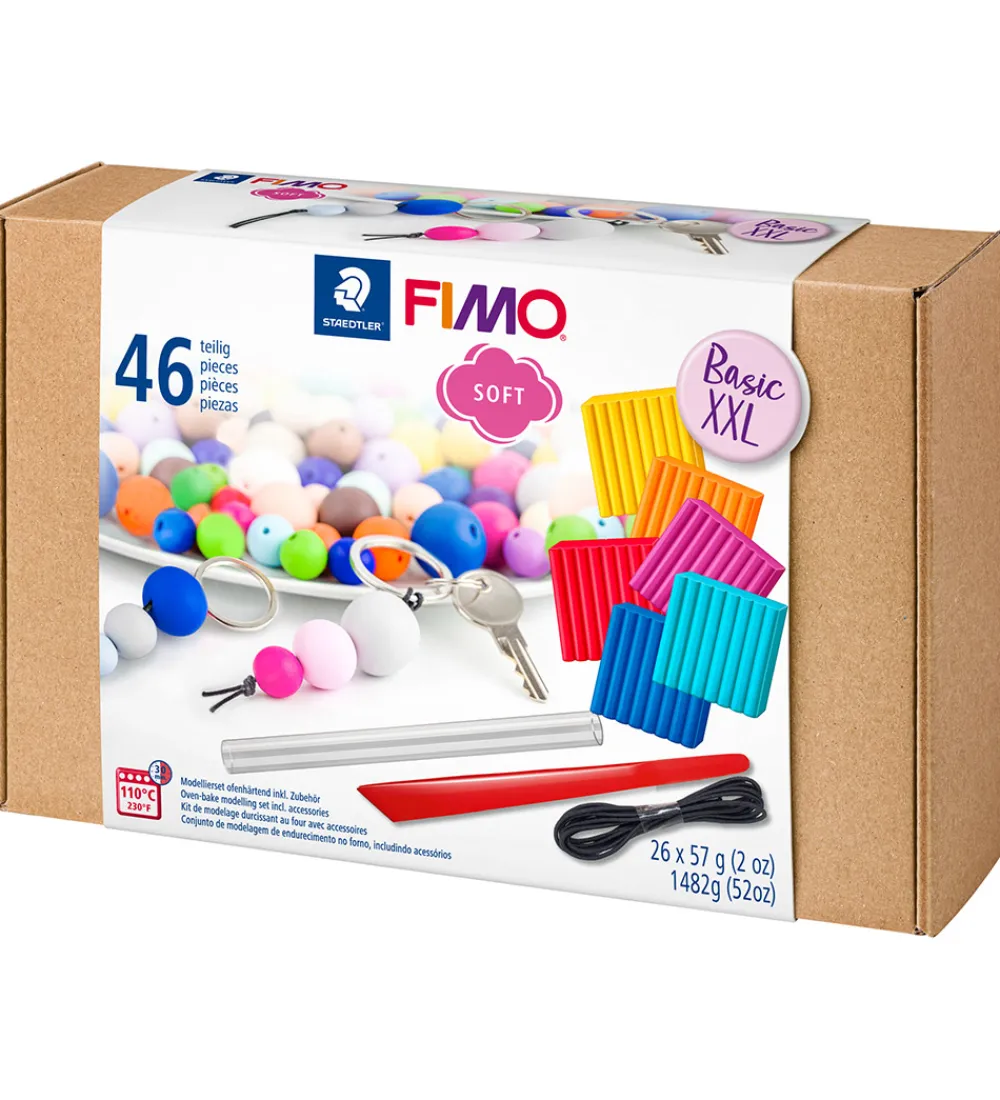 Staedtler Modellervoks>FIMO Modellervoks m. Værktøj - Soft - 46 Dele - 26x57g