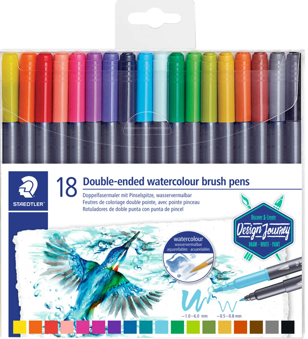 Staedtler Tuscher Og Farver>Tuscher - 18 stk. - Double-ended Watercolour Brush Pen