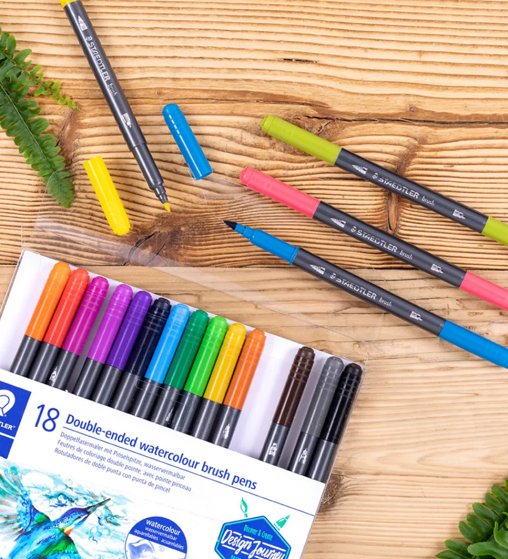 Staedtler Tuscher Og Farver>Tuscher - 18 stk. - Double-ended Watercolour Brush Pen