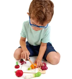 Tender Leaf Trælegetøj|Legemad>Trælegetøj - Skærebræt med Grøntsager