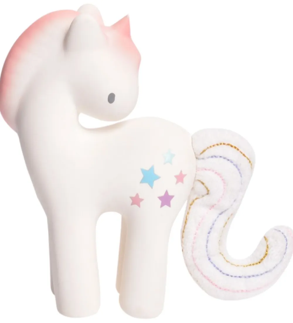Tikiri Bideringe>Bidelegetøj - Naturgummi - Candyfloss Enhjørning - Hvid