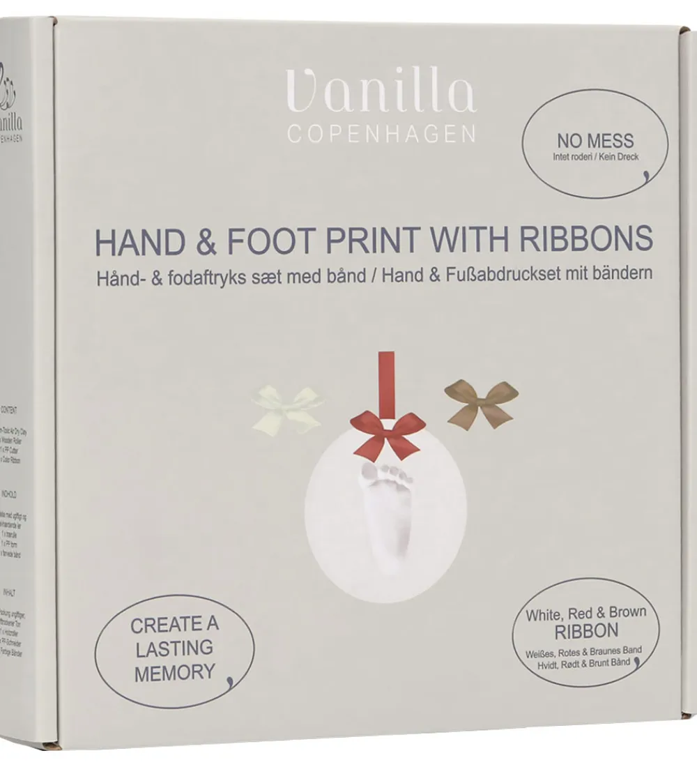 Vanilla Copenhagen Kreasæt>Hånd- og Fodaftryksæt m. Bånd - Hvid/Rød/Brun