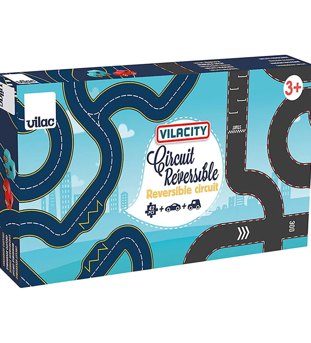 Vilac Biler, Tog Og Køretøjer|Babylegetøj>Bilbane - ity Vendbar Racerbane - 42 Dele