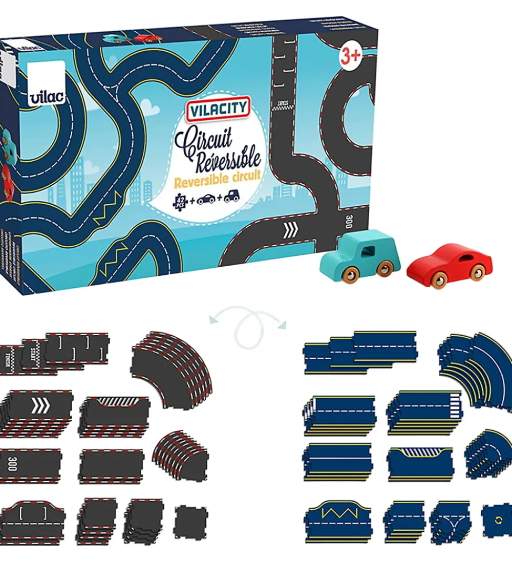 Vilac Biler, Tog Og Køretøjer|Babylegetøj>Bilbane - ity Vendbar Racerbane - 42 Dele