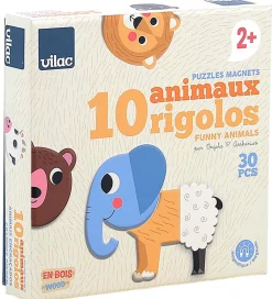 Vilac Magnetlegetøj|Konstruktionslegetøj>Magneter - Træ - 30 stk - 10 Sjove Dyr