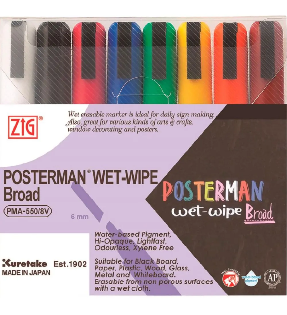 Zig Tuscher Og Farver>Tuscher - Wet-Wipe - 6 mm - 8 stk